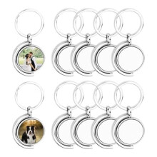 10 Pack 360 Rotating Metal Sublimation Keychain Blanks, Double-Sided Sublimation Blanks DIY Key Chain Semicircle