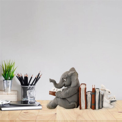 Elephant Animal Reading Studying Statue Bookends Animal Statue Decor Home Decor 2