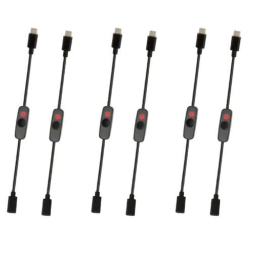 Power  USB Type C with Indicator Light Male to Female USB-C Extension Cable  for Raspberry Pi 4B 6 Pcs