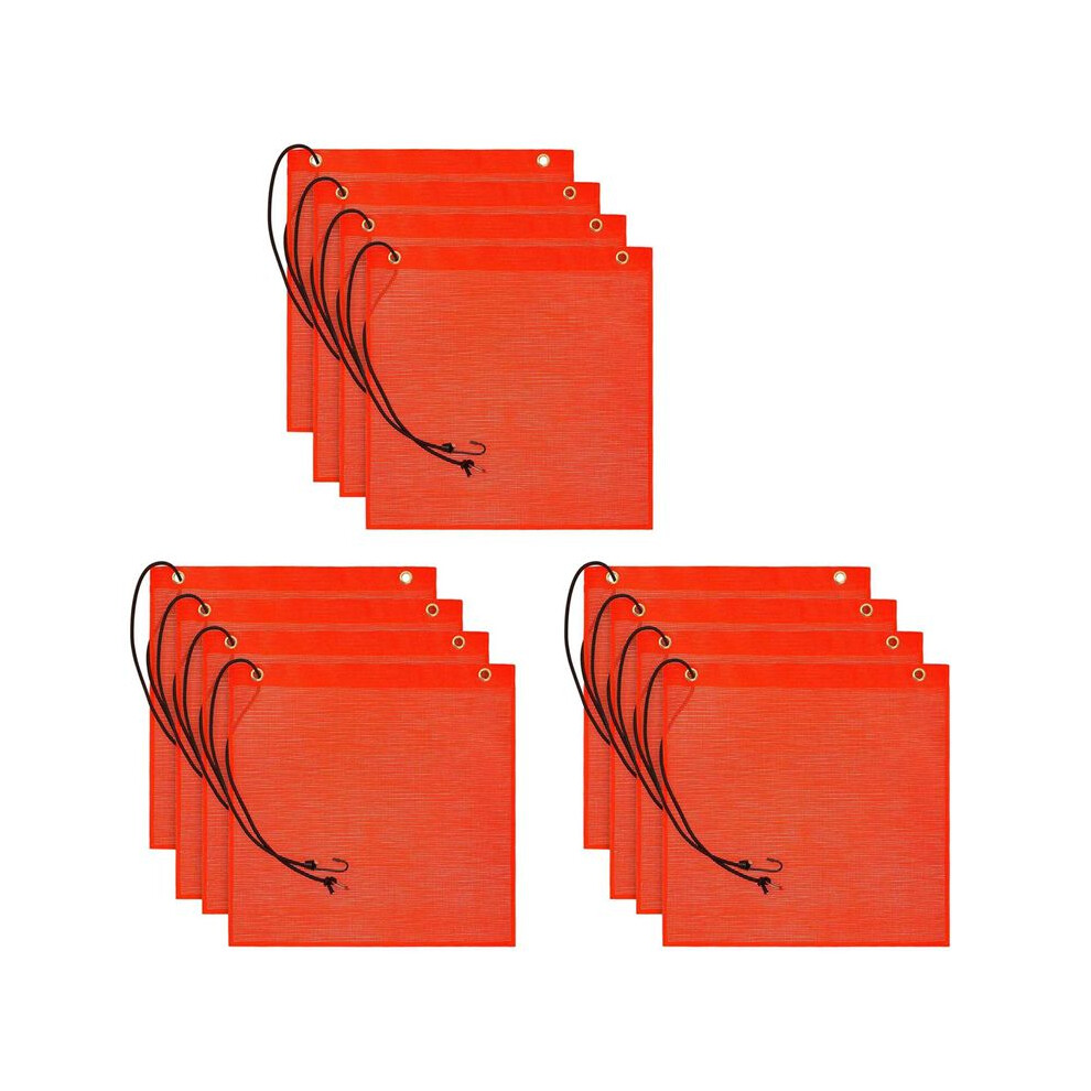 12Pc 18X18 Inch Mesh Safety Flags Warning Flag Bungee Safety Flag Good Visibility Flag With Grommets Orange 6032291030934