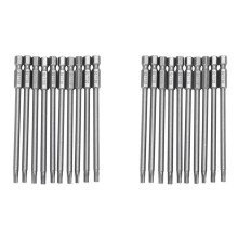 20Pcs Embouts de Tournevis de Sécurité Torx T20 À Tige Hexagonale, Longueur 100 mm, Gris Argent