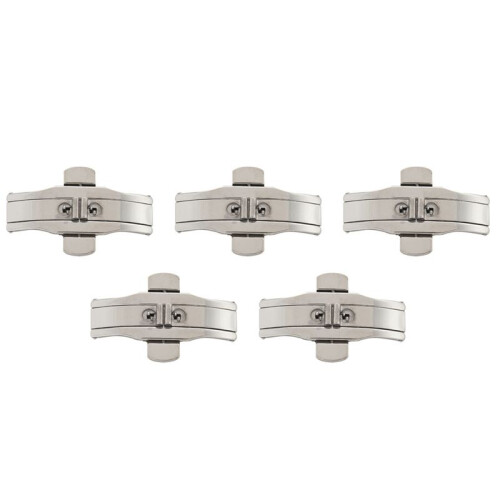 5X Double Push Button Butterfly Clasp Buckle Silver for 21mm Watch Band Strap