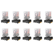 10X MK2P-I Clear Shell DPDT AC220V Coil Power Relay Socket Base