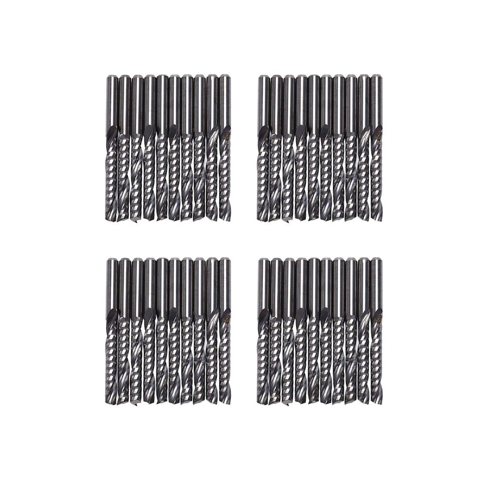 40Pcs Cnc Router Bits 3.175 X 22Mm Single Flute Spiral Carbide Cnc Router Bits Milling Cutter 6033259195610