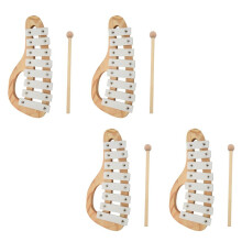 4X Bussare Un Mano Xilofono Glockenspiel con Mazze 8 Toni Foglio di Alluminio Strumento Musicale Nel Legno Giocattolo Educativo Prescolare per Bambini