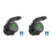 2X 12 V / 24 V Schnell Ladung 3,0 Auto Zigaretten Anzünder USB Ladegerät LED Voltmeter Amperemeter Schwarz und Grün