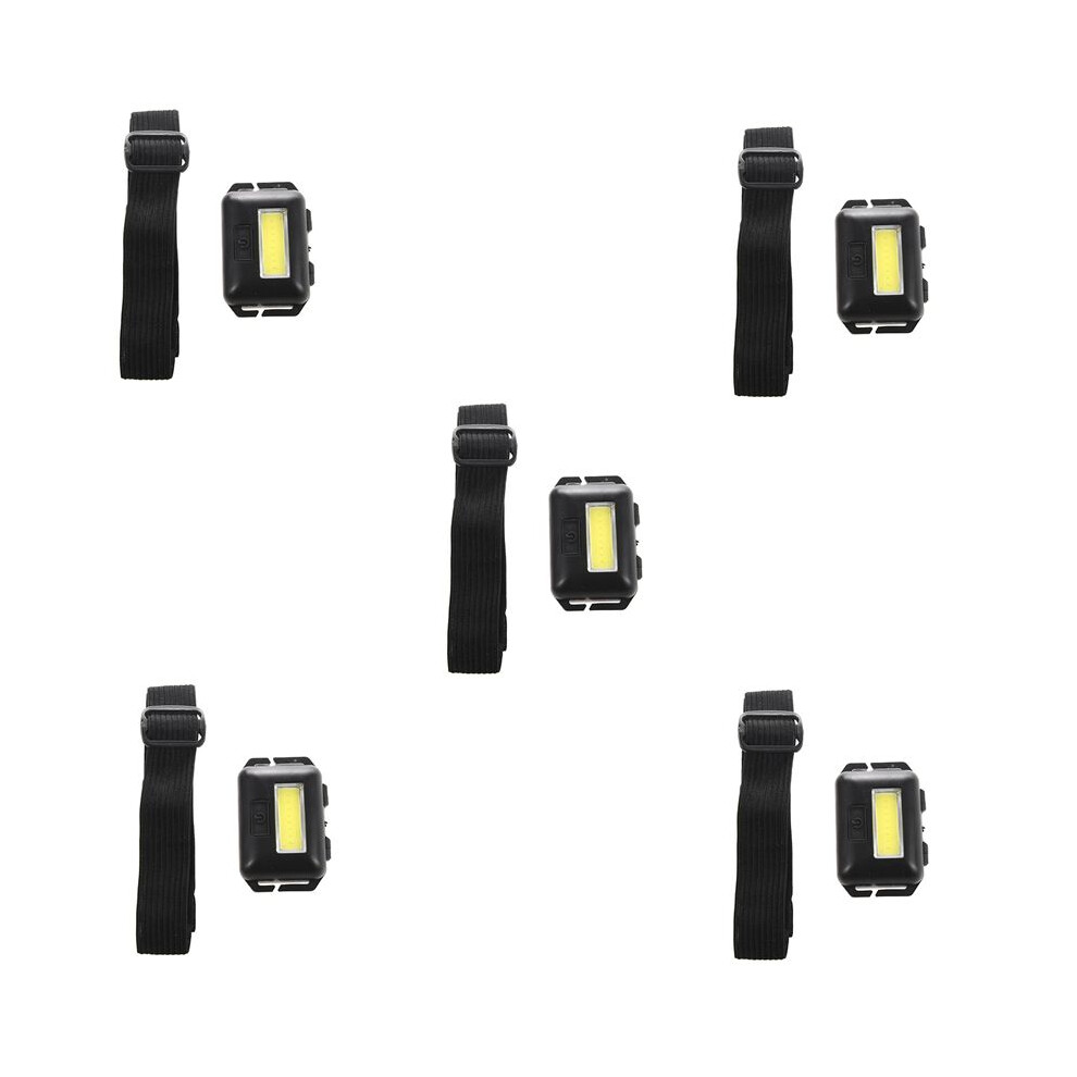 5X Cob LED   Light Lamp Headlight 3 Modes Rainproof  Torch Flashlight  for Outdoor Camping Fishing Black