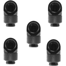 5Pcs 12.9mm G1/4 Thread 90 Degree Rotary Tube Connector Fitting for Pc Water Cooling Black