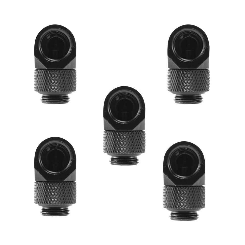 5Pcs 12.9Mm G1/4 Thread 90 Degree Rotary Tube Connector Fitting For Pc Water Cooling Black 6032903562686