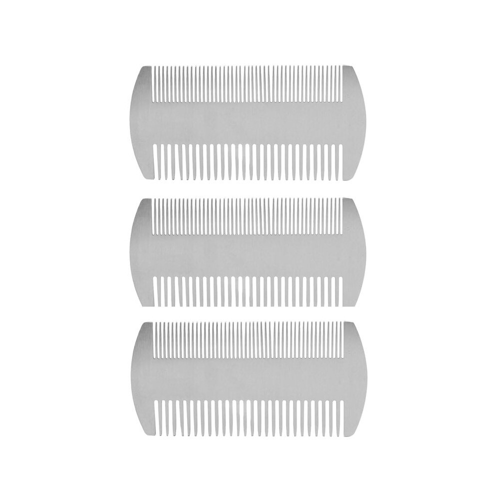 3X Dual Action Stainless Steel Edc Credit Card Size Comb Wallet Comb Pocket Comb Beard Mustache Comb for
