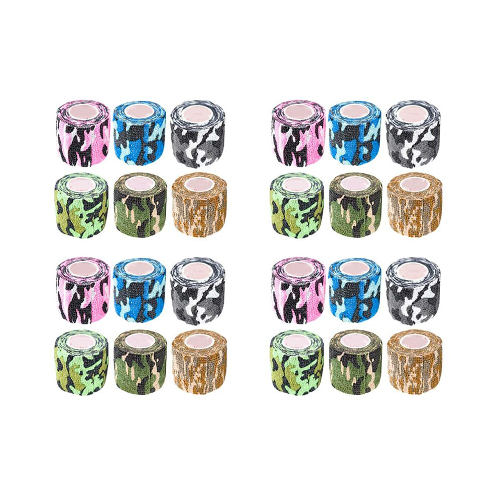 24 Roll Wrap Tape Bulk (Assorted and Camouflage Colors Random) Vet First Aid Tape Self Adhesive Adherent