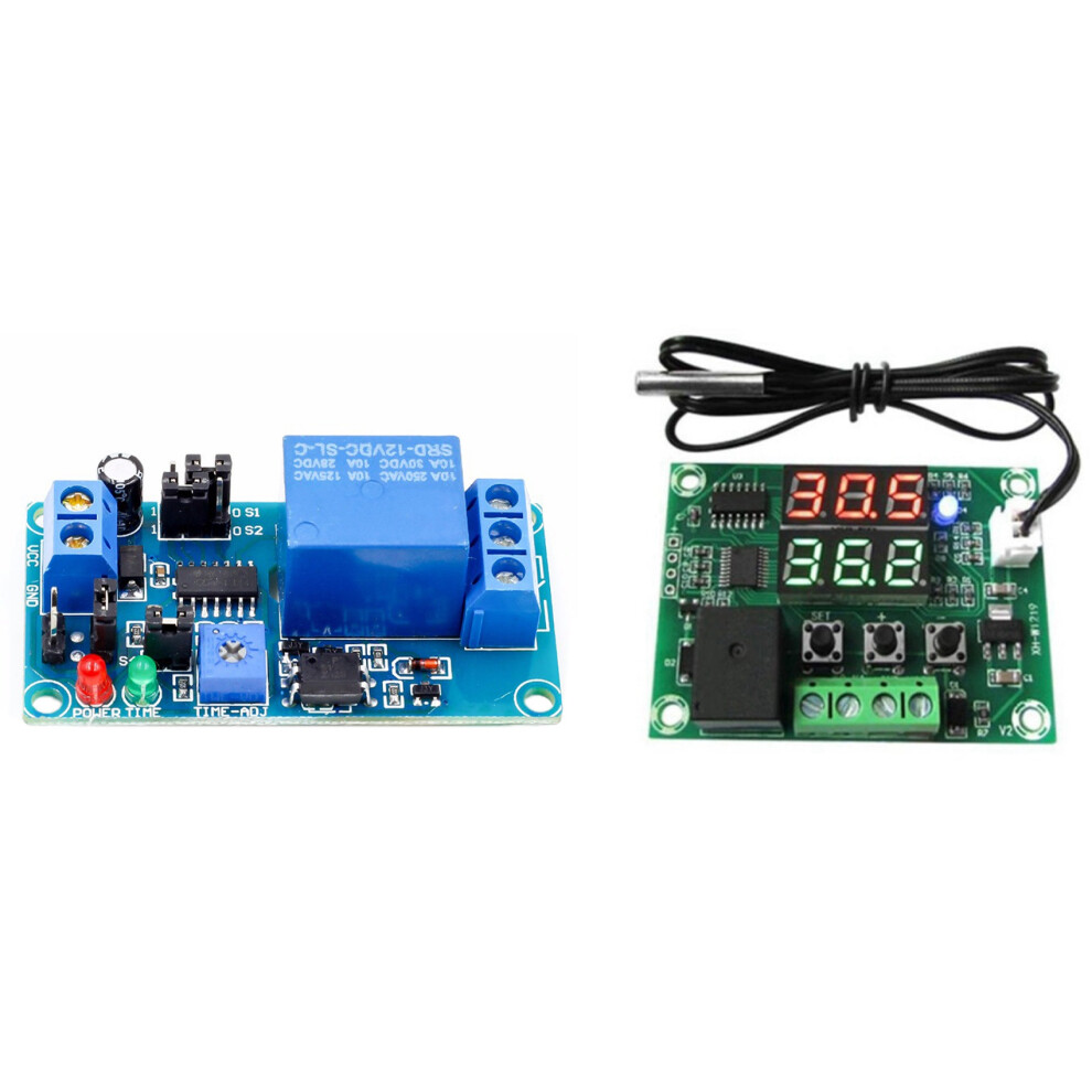 1 Pcs Dc12v Xh-W1219 Ntc Sensor Regulator Sensor Module & 1 Pcs 12V Delay Relay Module With Timer 4711643279161