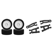 2 Set RC Car Part: 1 Set RC Car Wheel Tires Tyres & 1 Set Rear Upper Lower Arm