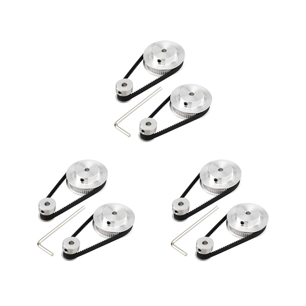 6 Kit Gt2 Synchronous Wheel 20&60 Teeth 5Mm Bore,Aluminum Timing Pulley With 6 Pcs Length 200Mm Width 6Mm Belt(Bore 5Mm) 4711095901900