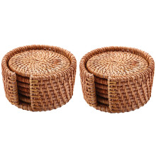 12 Stück / Getränk Untersetzer Set Für Kungfu Tee Zubehör Runde Geschirr Tischset Gericht Matte Rattan Gewebe Tasse Matte Kissen Durchmesser 8cm