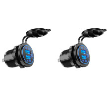 2X Quick Charge 3.0 Dual USB Car Charger 12V 36W USB Fast Charger with  for Boat Motorcycle Truck  Cart