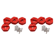 8Pcs Aluminum Alloy 12mm Combiner Wheel Hub Hex Adapter Upgrades for  144001 1/14 RC Car Spare Parts,Red