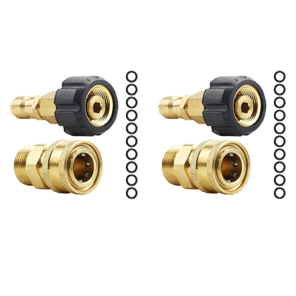 2X Pressure Washer Adapter Set, M22 14Mm Swivel To M22 Metric Fitting,M22-14 Swivel + 3/8 Inch Plug,5000 Psi 6031478360512