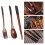 2X Wooden Flatware Set, Wooden Portable Set Chopsticks Spoon Fork Tableware Dinnerware with Black Twining Thread 3