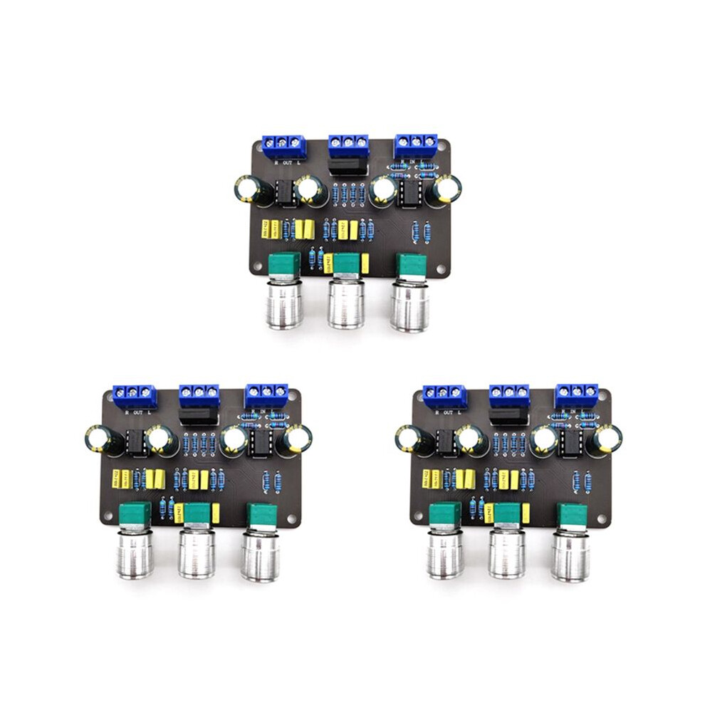 3X Dual Ne5532 Tone Stereo Preamplifier Board Audio Hifi Amprifier Equalizer Preamp Treble Bass Tone Control Pre Black 6032011273993
