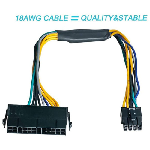 3X Cabo Adaptador de Alimentação ATX PSU de 24 Pinos para 8 Pinos Compatível com  Optiplex 3020 7020 9020 Precision T1700 12 Polegadas (30 cm) 1