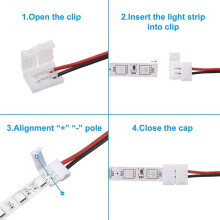 72 St 8 mm 2-Stifts LED-Strip-Ljuskontakt för 8 mm Bred Flexibel SMD 3528 2835 Enfärgad LED-Strip-Lampor Lödfri