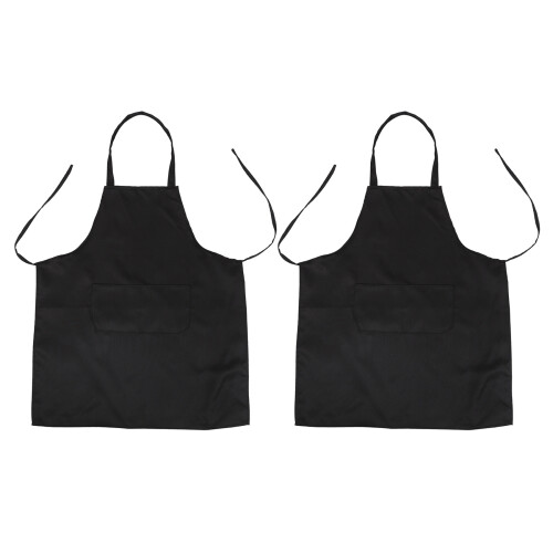 2X Unisex 2 Pocket Black Kitchen Apron Bib, One Size in Medium