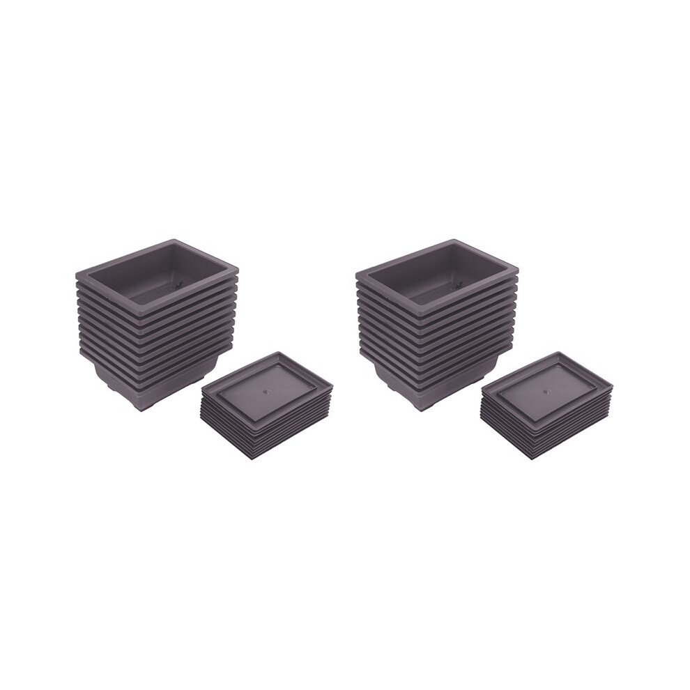 20 Packs Bonsai Training Pots With Tray Plastic Bonsai Plants Growing Pot For Garden Yard Living Room Balcony 16.5X12cm Exogio