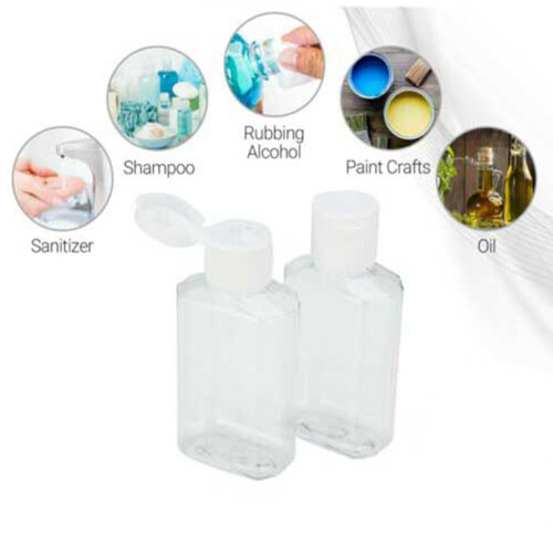 80 PCS 2 Oz 60 Ml Clear Refillable Flip Top PET Plastic Travel Bottle Container 1
