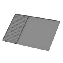 Silicone Coffee Mat 15.75x23.6Inch Coffee Bar Mat with Detachable Dish Drying Mat Easy Clean Coffee Station Mat Gray