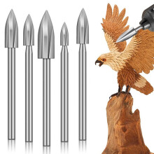 5 Stuks Houtsnijboorset, 1/8 Inch Schacht, Roterende Gereedschapsaccessoires voor Graveren, Diamantboortjes voor Doe-Het-Zelf Hout