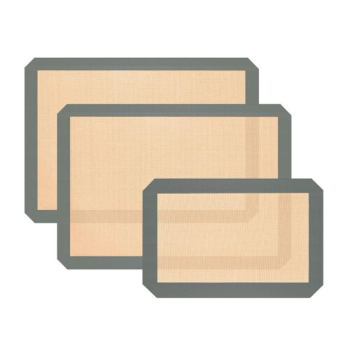 3PCS Silicone Baking Mat Reusable Baking Mat Non-Stick for Baking Oven Baking Sheet for Making Cookies Macaroons Gray