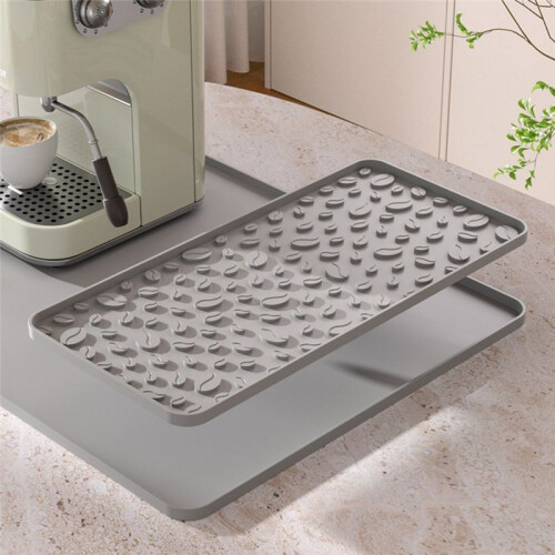 Tapete de Silicone para Café 15,75 X 23,6 Polegadas Tapete para Bar de Café com Tapete Removível para Secagem de Pratos Bordas Elevadas À Prova de 1