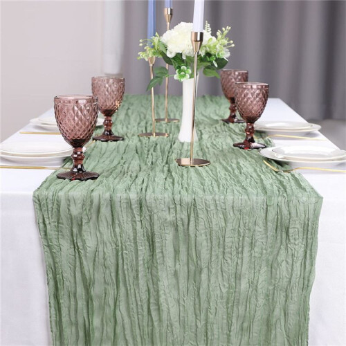 Pacote com 6 35x120 Polegadas Caminho de Mesa, Caminho de Mesa de Gaze para Chá de Bebê, Casamento, Decoração de Aniversário, Verde 2