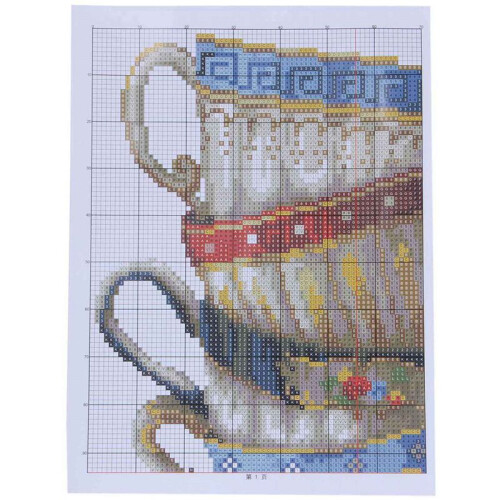 2X DIY Handmade Needlework  Stitch Set Embroidery Kit 14CT Coffee Cups Pattern -Stitching 28 x 42cm 1
