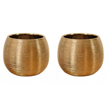 2X Ceramic Plant Pot Planter Unique Gold-Plated Flower Pot Succulent Flowerpot Flower Vase Plant Pot