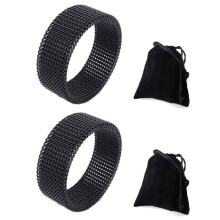2X Jewelry Men'S Ring, Women'S Ring, Stainless Steel, Flexible Sieve Mesh Band Ring, Black - Gr. 59 (18.8mm)