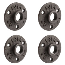 4pcs 1/2 Inch Black Cast Iron Pipe Fittings Floor Flange BSP Threaded