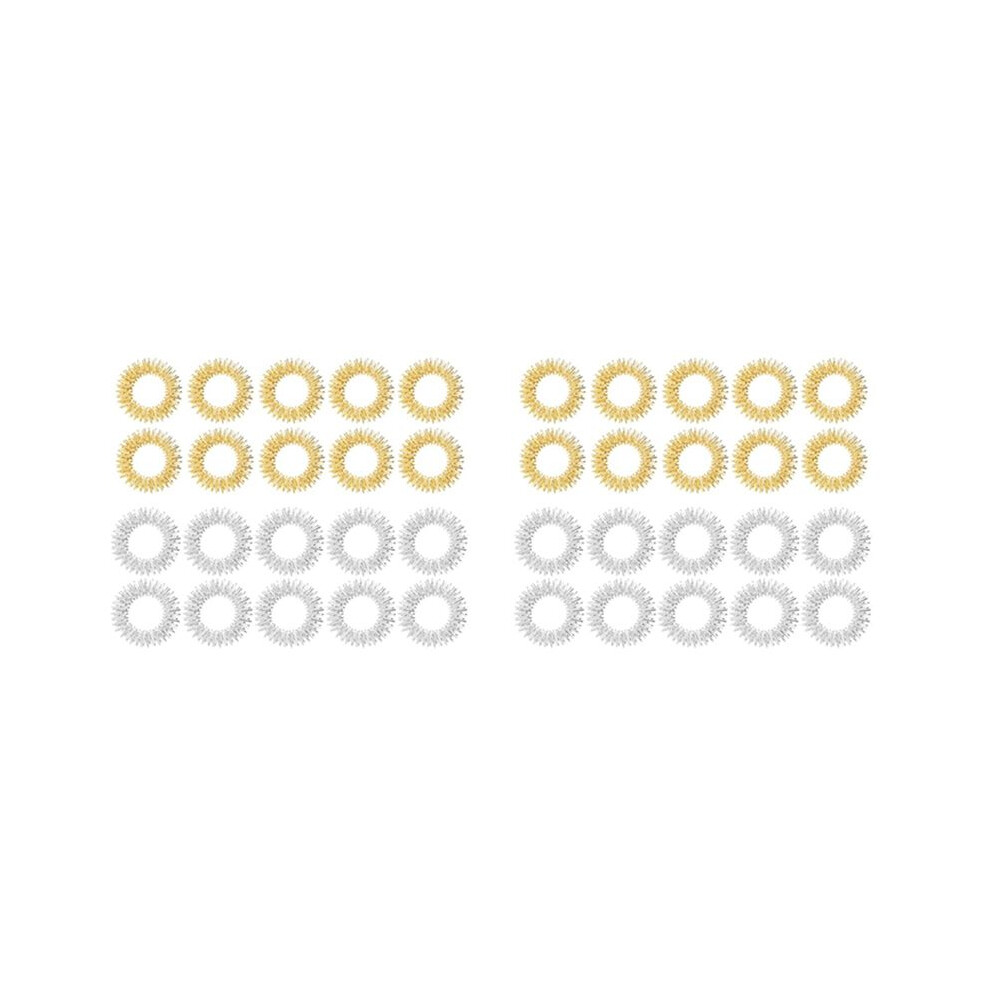Golden/Silver 40 Pieces Spiky Sensory Finger Rings, Spiky Finger Ring/Acupressure Ring Set Silent Stress Reducer And Massager