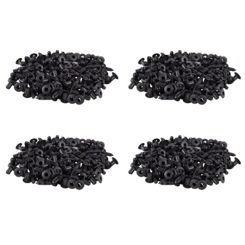 400Pcs Car Molding Door  5mm Hole Plastic Rivets Fixing Black.