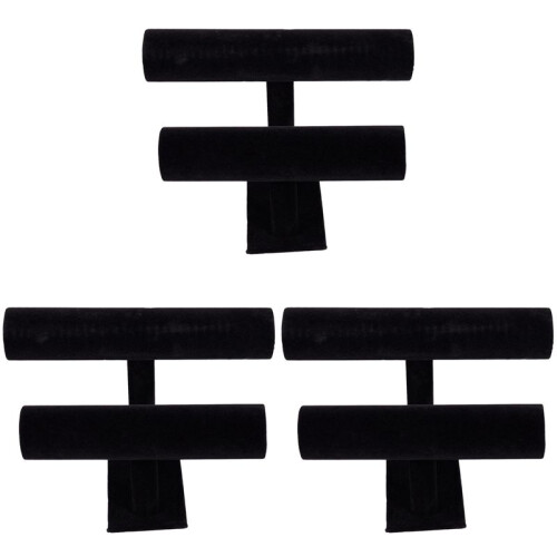3X 2-Tier Bangle Bracelet Display Holder T-Bar Stand Black