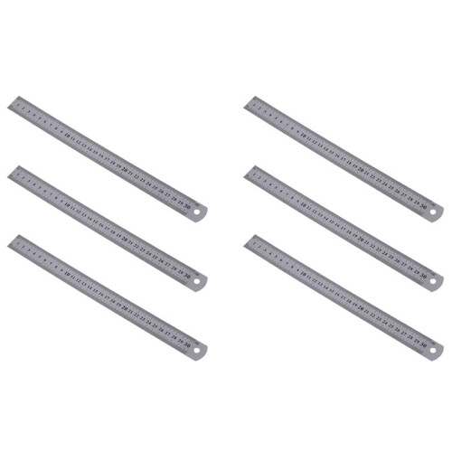 6X Stainless Steel Ruler Measure Metric Function 30cm 12Inch