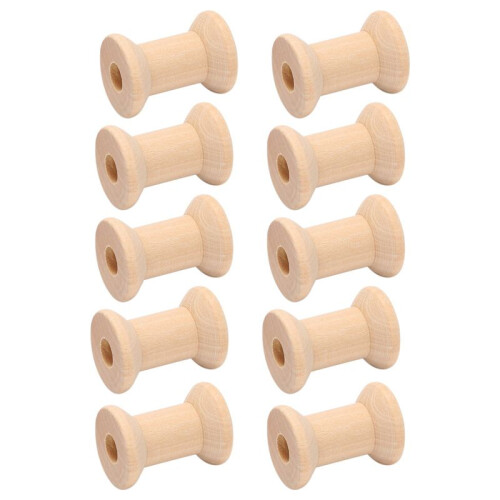 20Pcs Wooden Empty Thread Spools Natural Color 29Mm X23Mm 2
