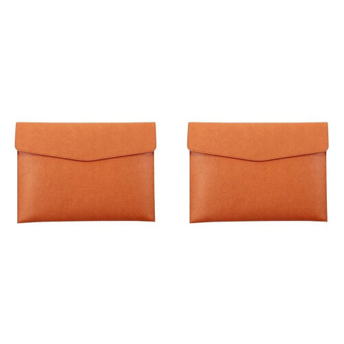 2X PU Leather A4 File Folder Document Holder Waterproof Portfolio Envelope Folder Case with Snap Closure(Brown)