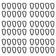 60 Pcs Black D Shaped Aluminum Alloy Carabiner Hook Keychain