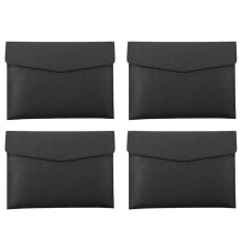 4X PU Leather A4 File Folder Document Holder Waterproof Portfolio Envelope Folder Case with Snap Closure(Black)