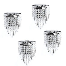 4X Modern Crystal Wall Lamp Chrome Sconce Wall Light for Living Room Bathroom Home Indoor Lighting Decoration