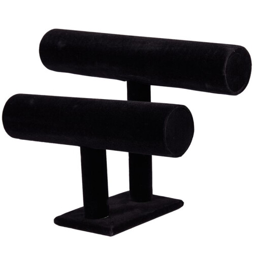 3X 2-Tier Bangle Bracelet Display Holder T-Bar Stand Black 2