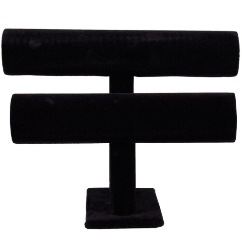 3X 2-Tier Bangle Bracelet Display Holder T-Bar Stand Black 1