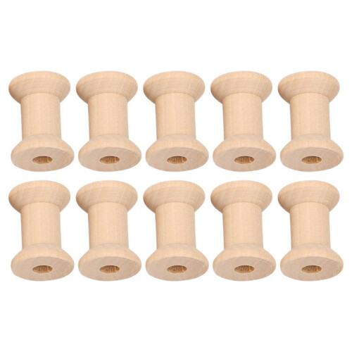 40Pcs Wooden Empty Thread Spools Natural Color 29mm X23mm 1